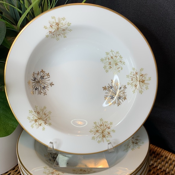 Set of 8 vintage MCM Noritake black and gold SNOWFLAKE 6934 berry bowl - Picture 2 of 8